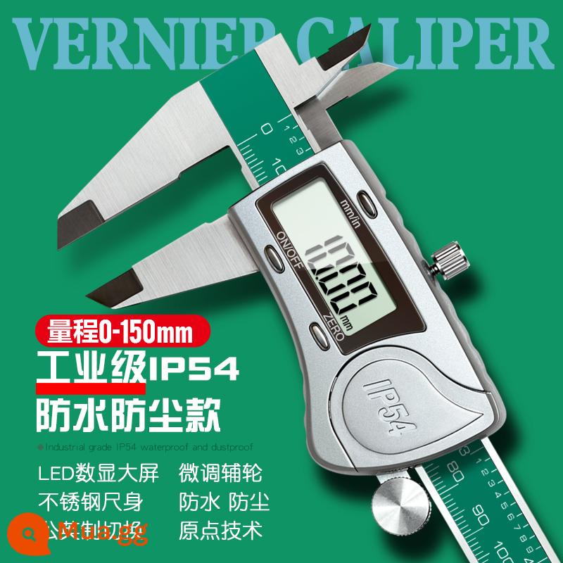 Longshuo cấp công nghiệp vernier caliper màn hình kỹ thuật số độ chính xác cao dầu thép không gỉ tiêu chuẩn hộ gia đình ba khối lượng micromet độ sâu nhỏ - [Bao gồm kiểm tra đo lường/chống nước và chống bụi IP54] Thước cặp kỹ thuật số bằng thép không gỉ 0-150mm