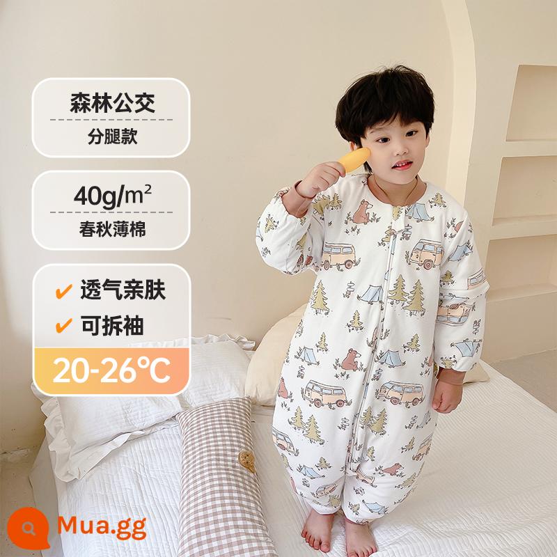 Túi ngủ cho bé mùa xuân, mùa thu và mùa đông cotton nguyên chất có nhiệt độ không đổi chia chân cho trẻ sơ sinh và trẻ nhỏ Bộ đồ ngủ chăn bông chống đá cho tất cả các mùa - Mùa xuân và mùa thu Bông mỏng [Nhiệt độ phòng khuyến nghị 20-26oC] Xe buýt rừng