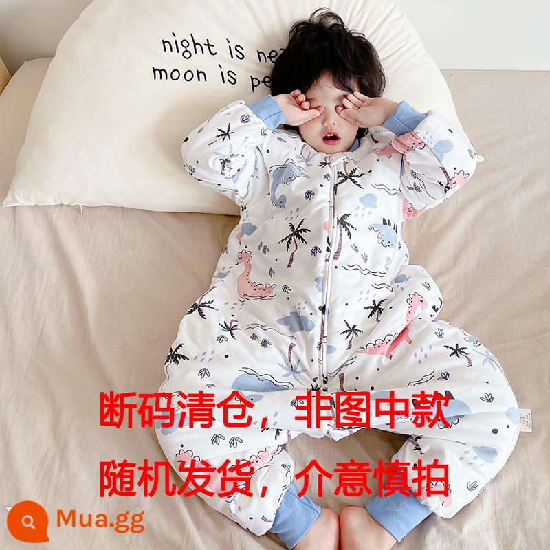 Túi ngủ cho bé mùa xuân, mùa thu và mùa đông cotton nguyên chất có nhiệt độ không đổi chia chân cho trẻ sơ sinh và trẻ nhỏ Bộ đồ ngủ chăn bông chống đá cho tất cả các mùa - Mẫu bé nam hết hàng thanh lý