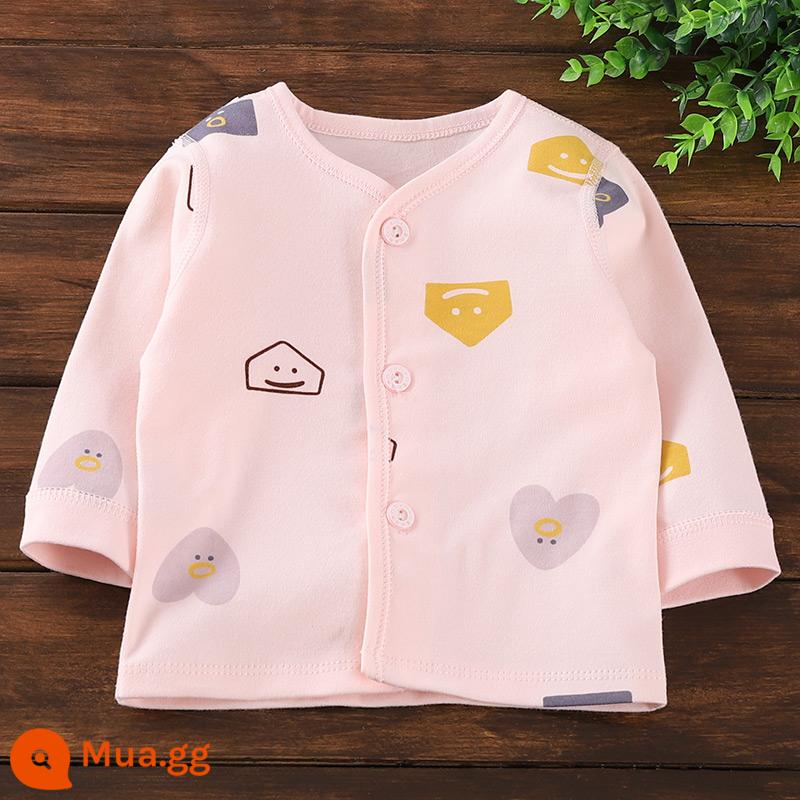 Bé Sơ Sinh Quần Lót Top Nguyên Chất Cotton Xuân Thu Đông Thu Đông Quần Áo Vệ Sinh Quần Folio Đơn Mảnh Lớp Đế Bộ Đồ Ngủ Mới - Bột tình yêu C2