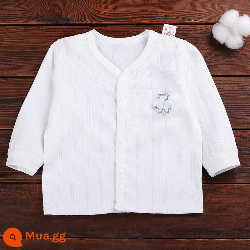 Bé Sơ Sinh Quần Lót Top Nguyên Chất Cotton Xuân Thu Đông Thu Đông Quần Áo Vệ Sinh Quần Folio Đơn Mảnh Lớp Đế Bộ Đồ Ngủ Mới - C8 sọc dọc màu trắng