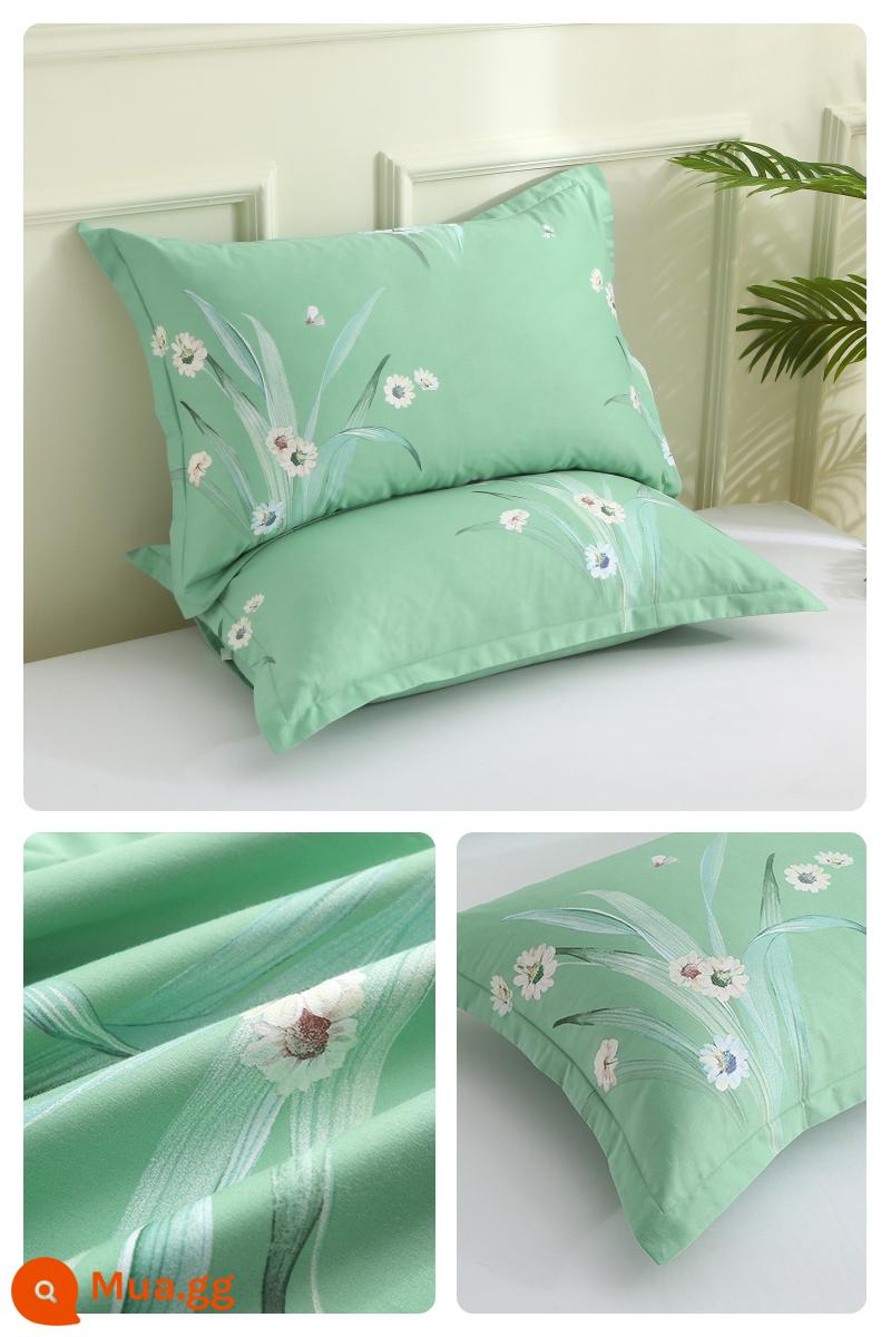 Vỏ gối cotton nguyên chất 100 vỏ gối cotton 1 cặp dùng trong nhà gối da dày cao cấp 48cm x 74cm kiểu dáng mới - [Chải Mocha Satin Tencel] Linglong (cặp)