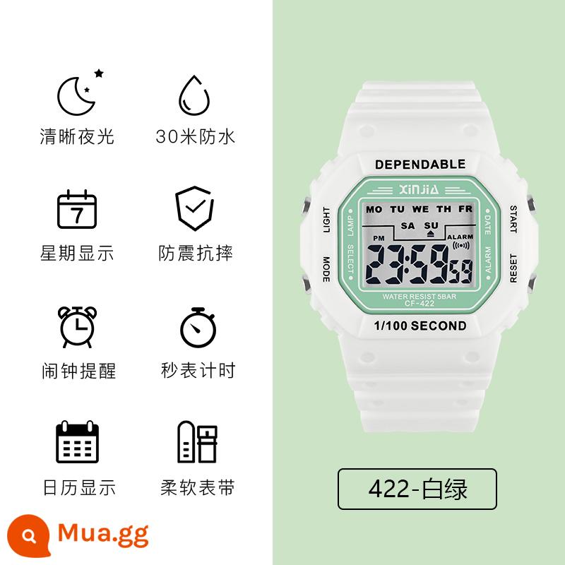 Đồng hồ điện tử dành cho học sinh cấp 2 hình kỳ lân cao cấp, đơn giản, khí chất, thể thao và chống nước dành cho học sinh cấp 2 - 422-Trắng và xanh tươi