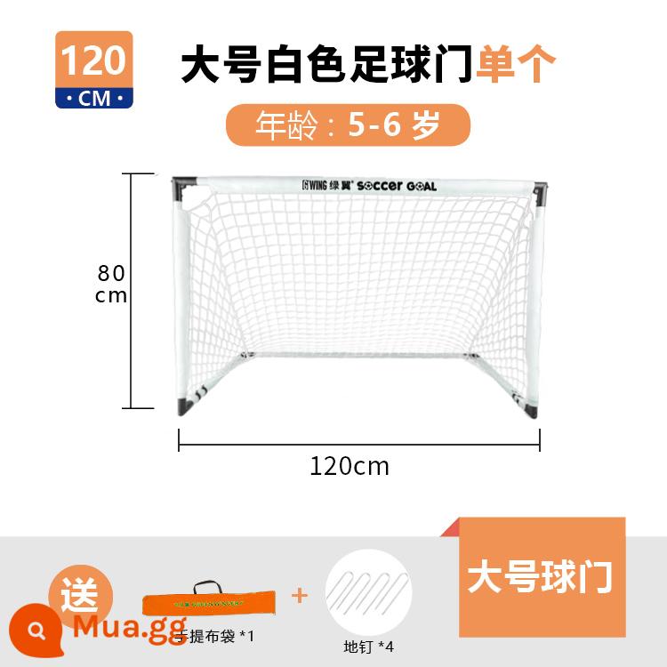 Cánh xanh khung thành bóng đá nhà trẻ em trong nhà gia đình ngoài trời gấp di động huấn luyện khung cửa lưới mẫu giáo mục tiêu nhỏ - Size lớn màu trắng (tặng đinh sàn + túi đựng)