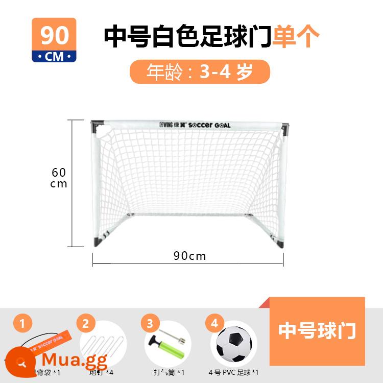 Cánh xanh khung thành bóng đá nhà trẻ em trong nhà gia đình ngoài trời gấp di động huấn luyện khung cửa lưới mẫu giáo mục tiêu nhỏ - Trắng cỡ trung bình [free size 4 bóng đá đen trắng + bơm + đinh mài + túi đựng]