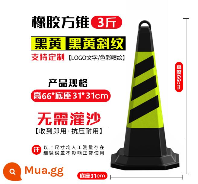 70CM Cao Su Đường Nón Không Công Viên Cô Lập Bến Tàu Rào Chắn Nón Phản Quang Nón Kem Xô Không Đỗ Xe Cọc Cột Cảnh Báo - 3 cân sọc vàng đen không lời