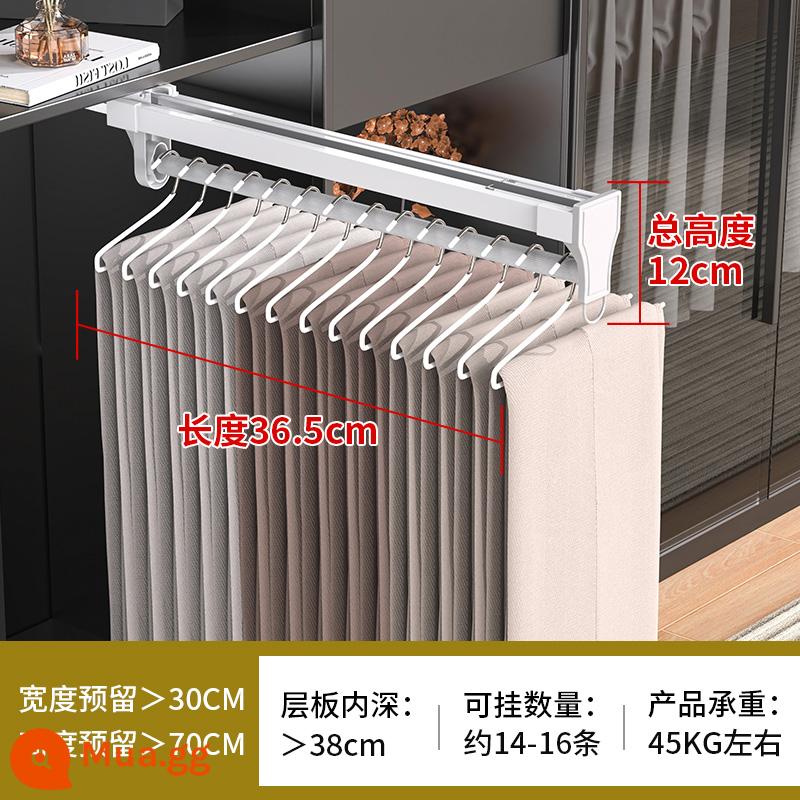 Quần và tủ quần áo được xây dựng -in kéo -up đường ray trượt đa chức năng Kính thiên văn hàng đầu được lắp đặt Quần Bộ phận lưu trữ đồ tạo - Giảm chấn thanh ngang-36cm Trắng [Đệm giảm chấn sang trọng]