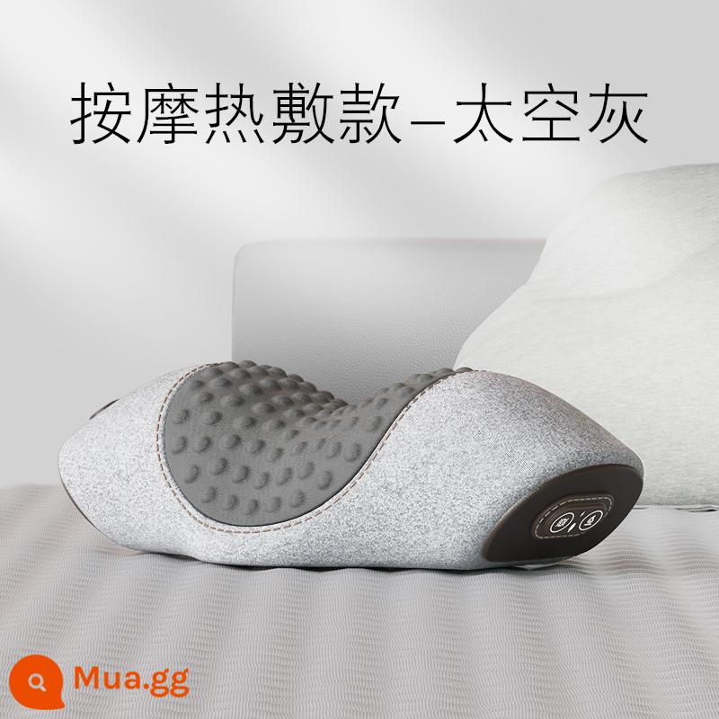 Gối cổ gáy ngủ chăm sóc đặc biệt massage cột sống cột sống giúp ngủ ngon sưởi ấm gối kê cổ trụ lực kéo không sửa chữa - Model nâng cấp Massage rung + nén nóng nhiệt độ không đổi Màu xám không gian