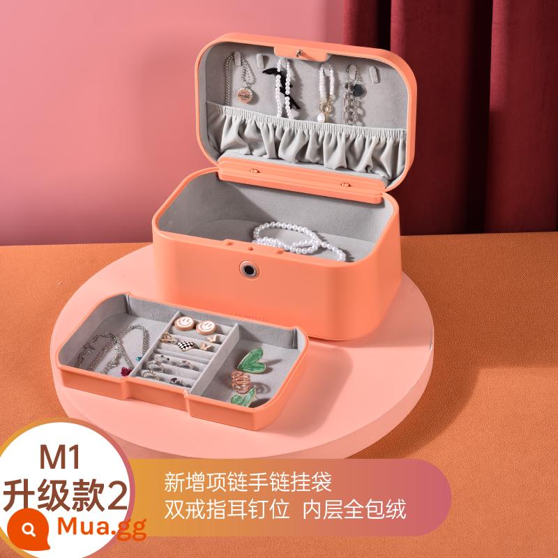 God Finger Treasure Box vân tay Hộp trang sức khóa 2022 Tay mới -Jewelry Code Storage Trang sức an toàn - Phiên bản cao cấp-I Want to bưởi (cam hồng) khuyên dùng cho cá nhân