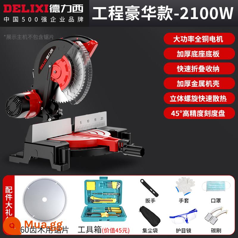 Máy cưa nhôm Delixi Máy cắt đa năng Máy cưa có độ chính xác cao 10 inch Hợp kim nhôm Gỗ nhôm 45 độ cưa đa năng - Máy cưa nhôm công nghiệp chính xác cao Lưỡi cưa gỗ 60 răng