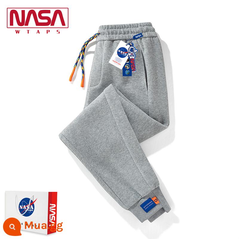 NASA WTAPS cửa hàng hàng đầu mùa thu và mùa đông quần nam và nữ rời cộng với nhung thể thao dày cotton quần vài quần âu triều - N008K806 màu xám