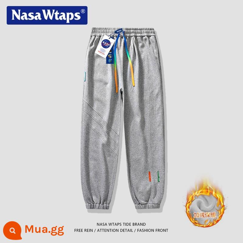 NASA Cửa Hàng Hàng Đầu WTAPS Plus Nhung Quần Âu Nam Thu Đông Hợp Thời Trang Thương Hiệu Chùm Chân Quần Dáng Rộng Quần Thể Thao - N277G63 màu xám cộng với nhung