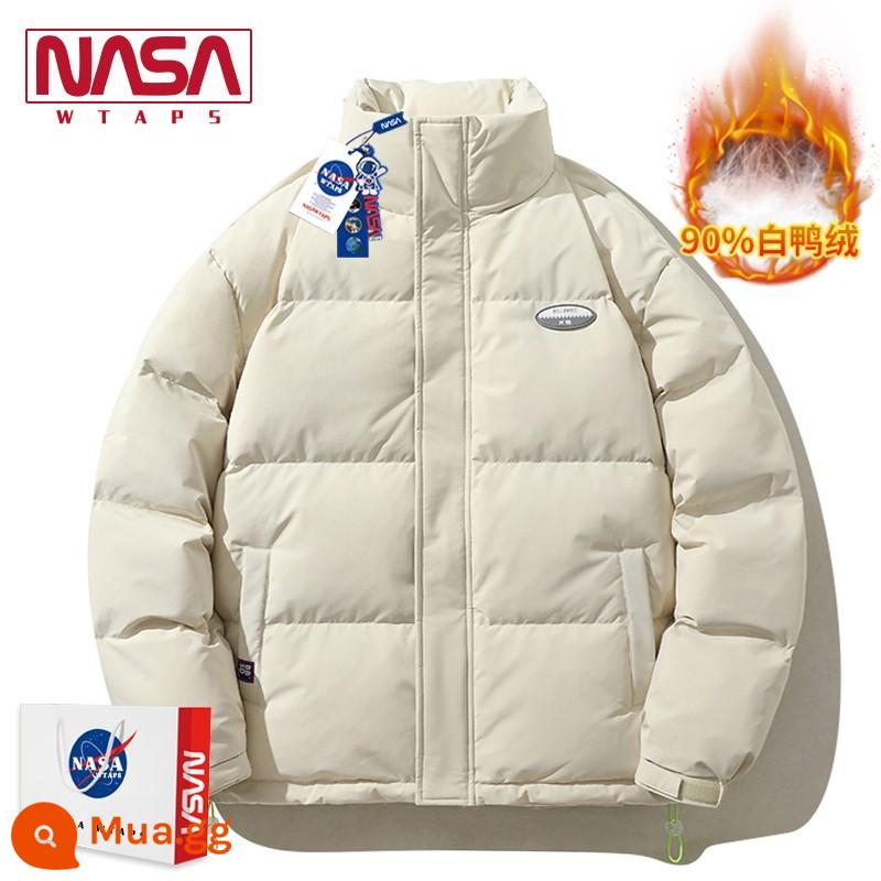 NASA cửa hàng hàng đầu của WTAPS cổ áo đứng xuống áo khoác áo khoác nam mùa thu đông trẻ trung hợp thời trang thương hiệu rời quần áo ấm phụ nữ - 96YYYR009 Gạo trắng