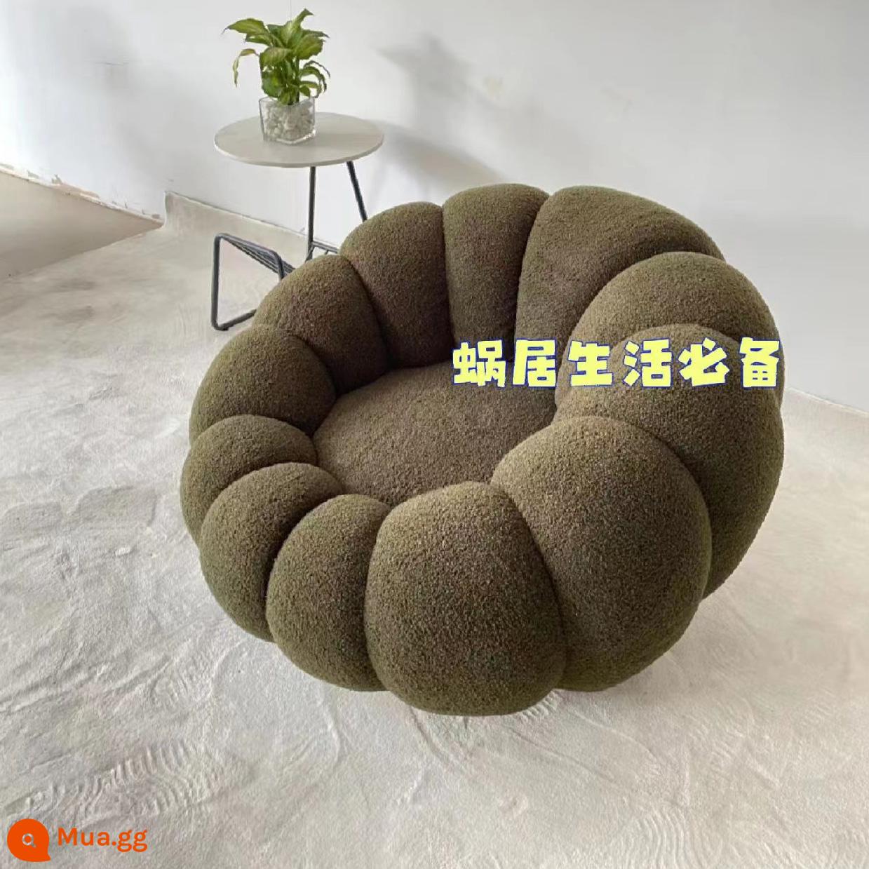 Sofa Lười Bí Ngô Ghế Tất Nam Đơn Thịt Cừu Nhung Phòng Ngủ Dễ Thương Ban Công Cổ Bắc Âu Ghế Sofa Nhỏ - Màu xanh ô liu (Sheppard) Có thể xoay được