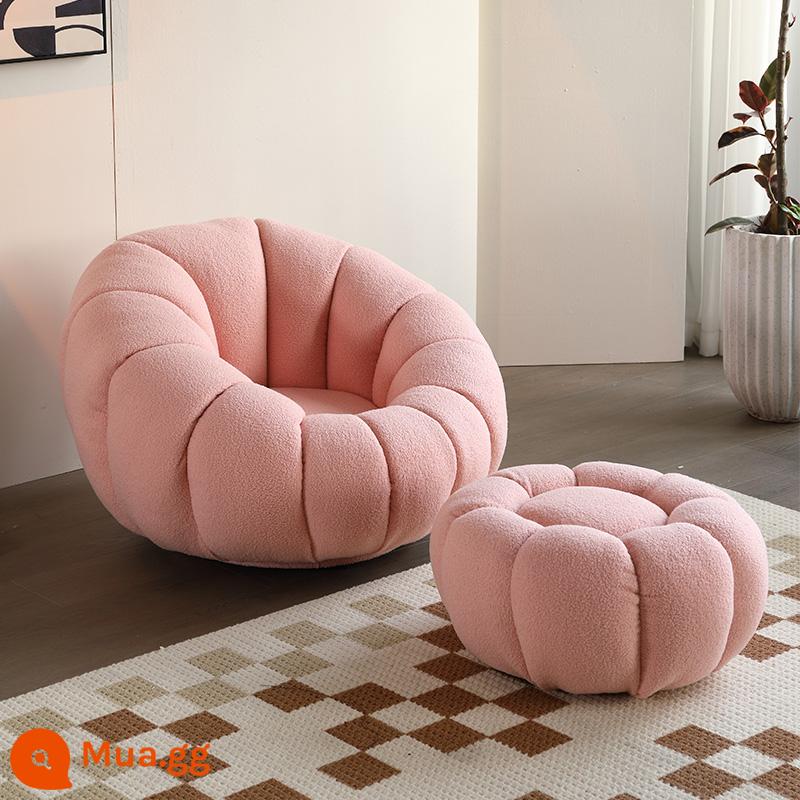 Sofa Lười Bí Ngô Ghế Tất Nam Đơn Thịt Cừu Nhung Phòng Ngủ Dễ Thương Ban Công Cổ Bắc Âu Ghế Sofa Nhỏ - Hồng (thịt cừu) xoay + bàn đạp