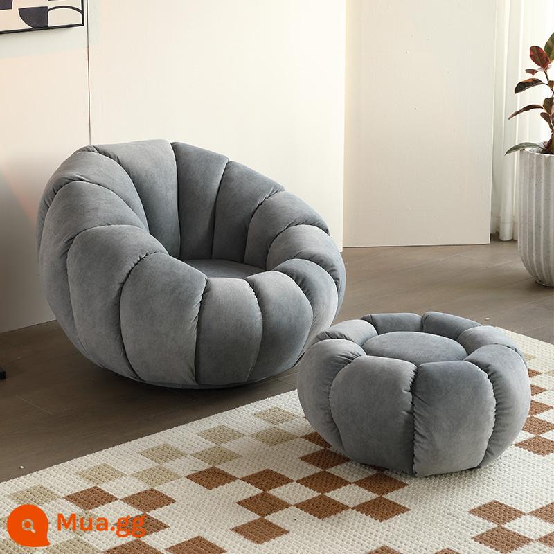 Sofa Lười Bí Ngô Ghế Tất Nam Đơn Thịt Cừu Nhung Phòng Ngủ Dễ Thương Ban Công Cổ Bắc Âu Ghế Sofa Nhỏ - Màu xám (nhung kỹ thuật) có thể xoay + bàn đạp