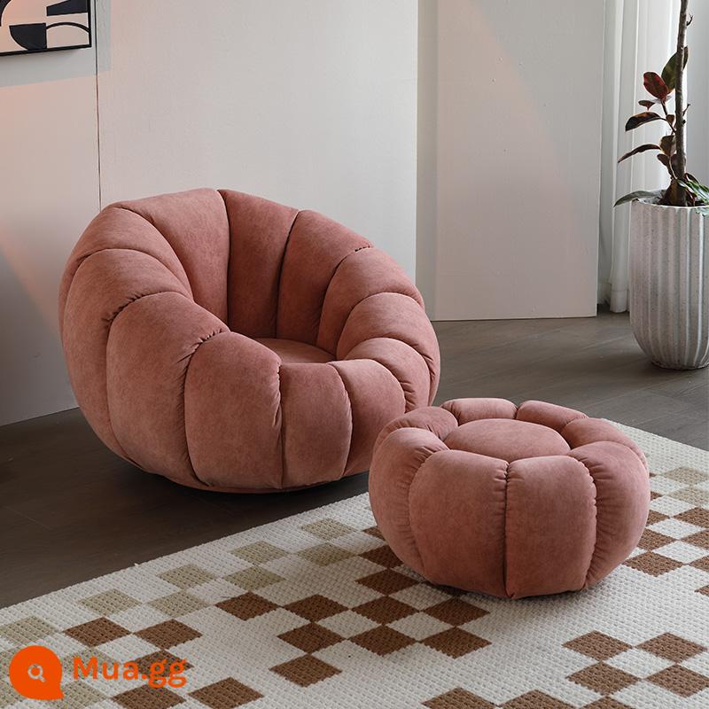 Sofa Lười Bí Ngô Ghế Tất Nam Đơn Thịt Cừu Nhung Phòng Ngủ Dễ Thương Ban Công Cổ Bắc Âu Ghế Sofa Nhỏ - Phấn Rouge (nhung công nghệ) có thể xoay + bàn đạp