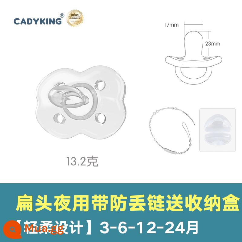 Núm ti Cadyking chống đầy hơi cho bé sơ sinh từ 01 đến 3-6 tháng loại siêu mềm cho bé ngủ - Đêm (tháng 3+) + dụng cụ cố định răng nhai chống rụng xích