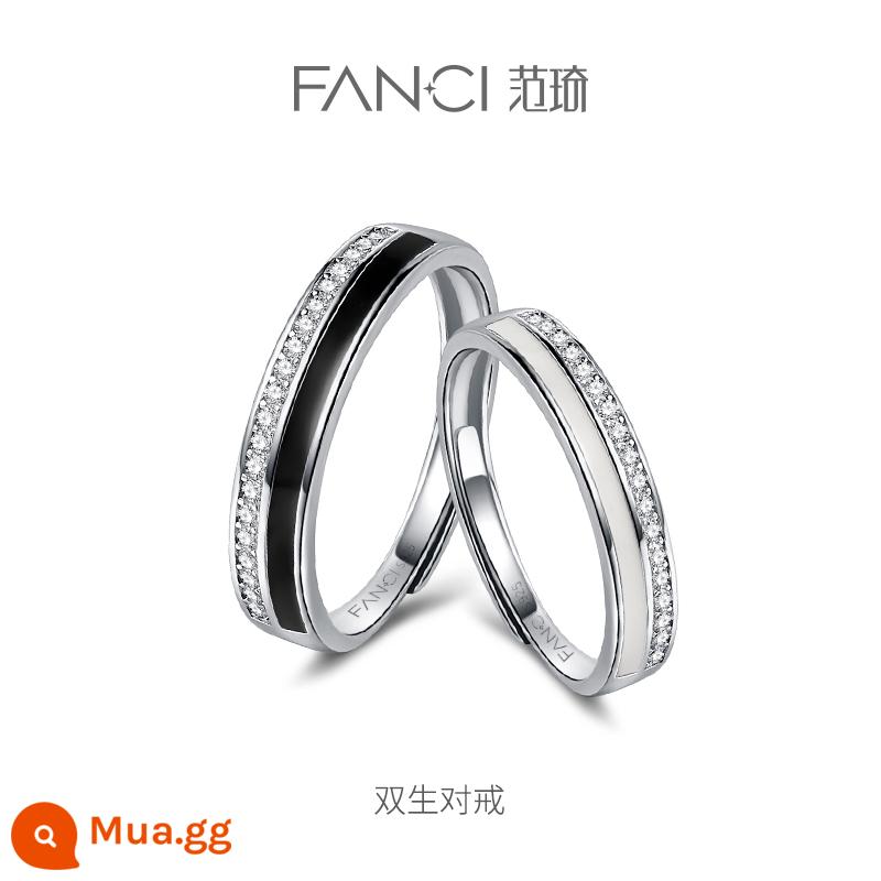 Fanci Fan Qi Trang Sức Bạc Cặp Nhẫn Mở Niche Light Nhẫn Sang Trọng Nhẫn Đơn Nữ Siêu Liên Kết 1 Quà Tặng Lễ Tình Nhân - Nhẫn đôi