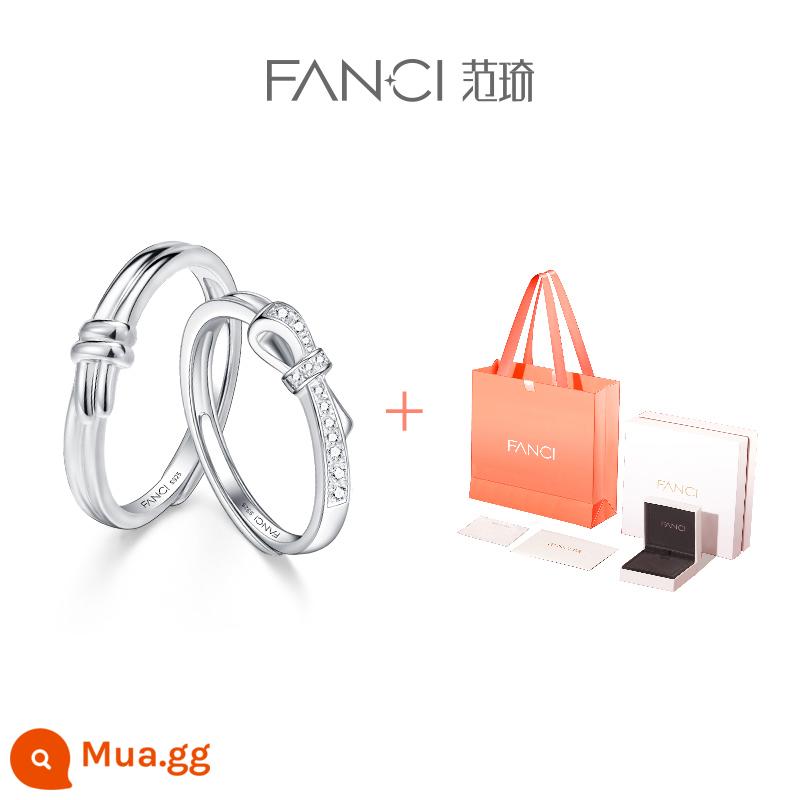 Trang sức bạc Fanci Fan Qi [Dòng Smart Knot] Nhẫn cặp đôi tình yêu đơn giản thích hợp ánh sáng thiết kế sang trọng nhẫn nữ - Nhẫn tình yêu đơn giản + hộp quà nâng cấp