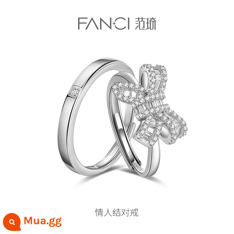 Fanci Fan Qi Trang Sức Bạc Cặp Nhẫn Mở Niche Light Nhẫn Sang Trọng Nhẫn Đơn Nữ Siêu Liên Kết 1 Quà Tặng Lễ Tình Nhân - Nhẫn đôi tình nhân