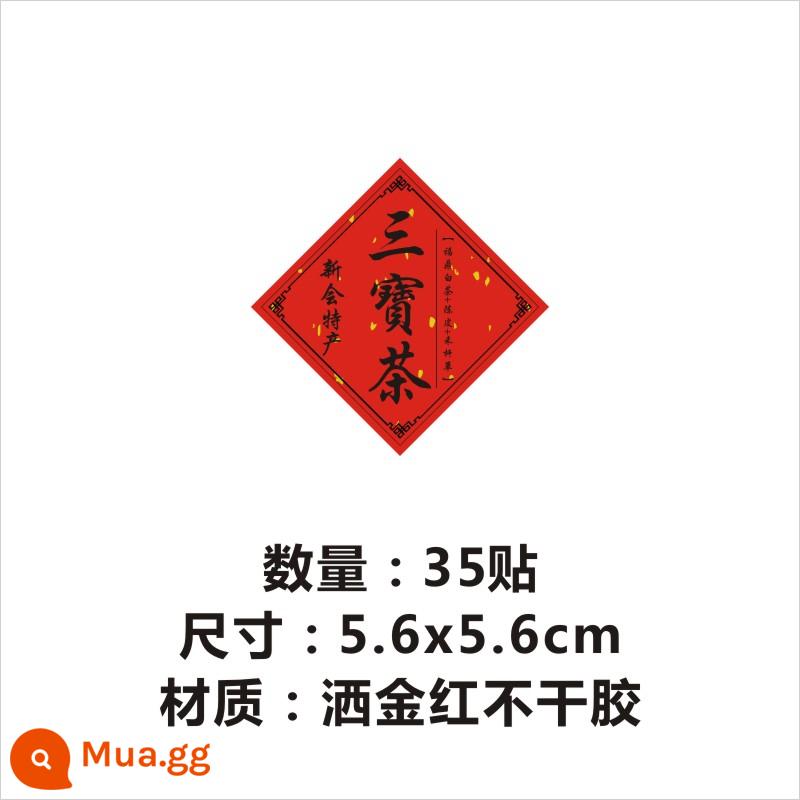 Xinhui vỏ quýt nhãn nhỏ màu xanh lá cây cam quýt cam quýt trà pu vỏ quýt Quảng Đông Sanbao trà đen nhãn dán tự dính thủ công Q - Trà Sanbao 5,6 * 5,6cm 35 tờ