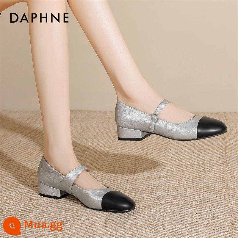 Daphne Giày Thời Trang Nữ Xuân Thu 2023 Mới Đa Năng Giày Loaf Giày Mary Jane Giày Công Sở - bạc 4051