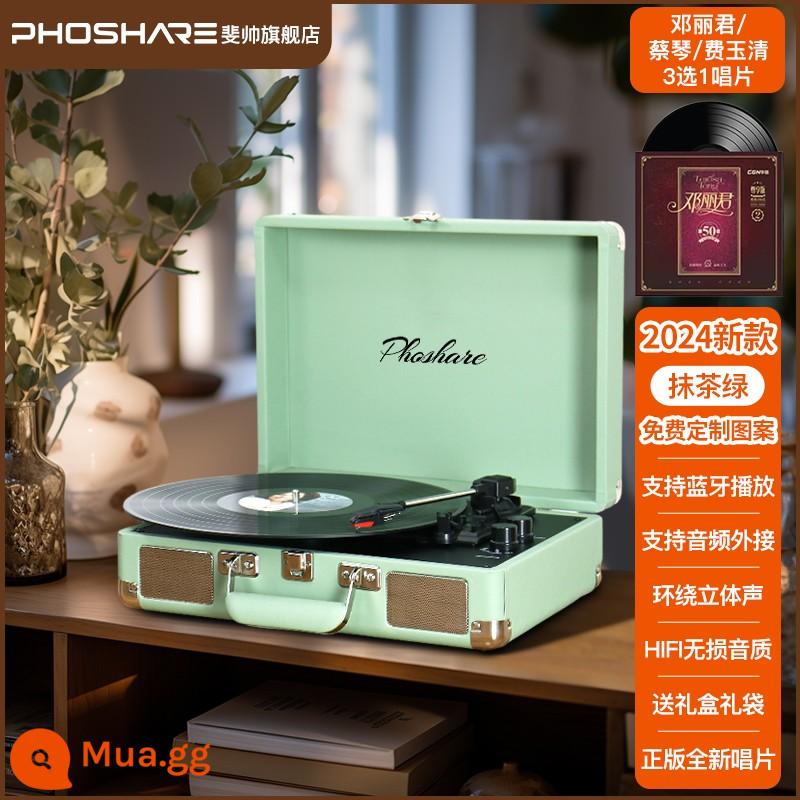 phoshare Fei Shuai máy ghi âm ngày lễ retro máy ghi âm vinyl máy hát sinh nhật quà tặng Năm Mới - Hiệu ứng âm thanh được nâng cấp Hộp màu "Matcha Green 10w" ✅Hỗ trợ Bluetooth √Stylus + thiệp chúc mừng √Miễn phí ghi âm Tsai Chin..