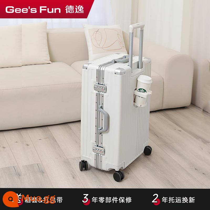 Deyi Vali Nữ Đa Năng Bánh Xe Đẩy Ốp Lưng Nam Lên Máy Bay 20 Dày Công Suất Lớn 26 Inch Mật Khẩu Bao Da Du Lịch - Dreamer Pro [khung nhôm tích hợp + giá đỡ cốc nâng cấp + túi treo] màu trắng