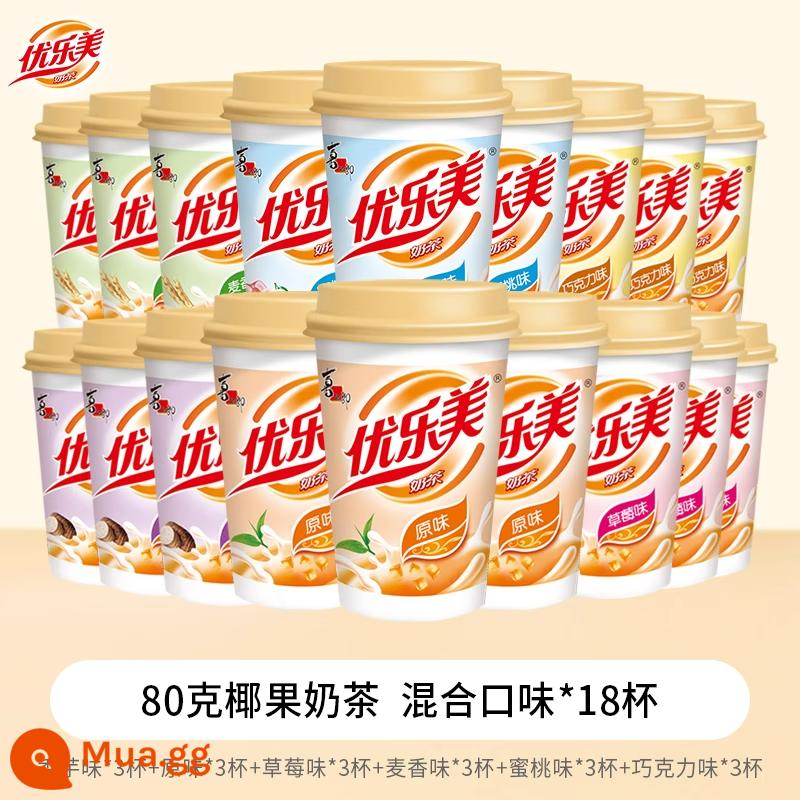 Youlemei Cổ Điển Trà Sữa Dừa 80G Cốc Lớn Đa Hương Vị Dâu Khoai Môn Bữa Ăn Thay Thế Trà Chiều Pha Uống - [Số lượng lớn 18 cốc] 6 hương vị [nguyên bản, lúa mì, dâu tây, sô cô la, khoai môn, đào, mỗi loại 3 cốc]