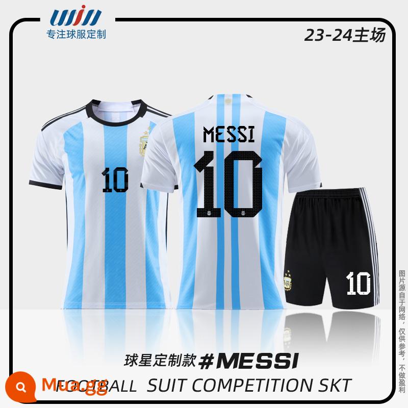 2022 World Cup Argentina Messi Jersey Children Quần áo bóng đá tùy chỉnh Dịch vụ Đội thể thao thể thao của đội tuyển quốc gia - Quần đen số 10 sân nhà Argentina 22-23 Messi