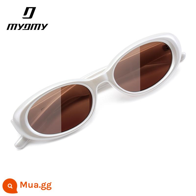 MYOMY Hit Series Nhỏ Gọng Vuông Kính Mát Cá Tính Hợp Thời Trang Nam Nữ Cao Cấp Ins Retro Kính Mát Mắt Kính Cận Thị - [TR+Nylon mới] Viên uống trà khung trắng SG057