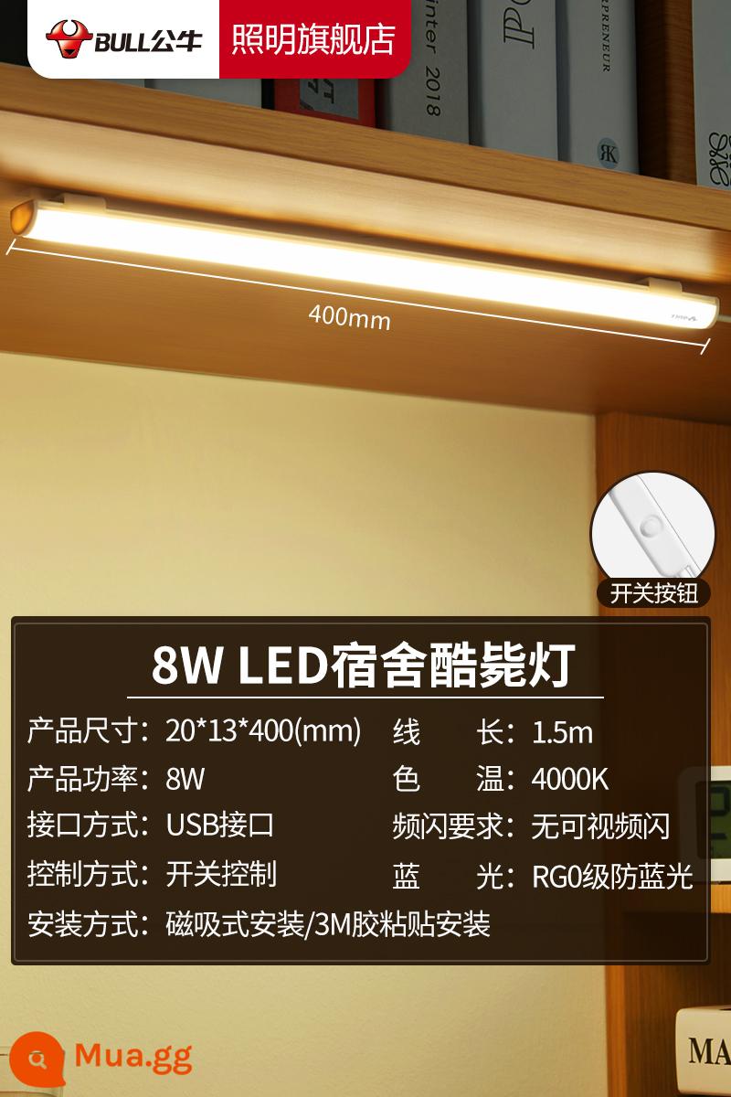 Bull đèn bàn nghiên cứu đặc biệt sinh viên đại học ký túc xá đèn từ tính hút mát led bảo vệ mắt phòng ngủ cạnh giường ngủ dải đèn - 8W/ánh sáng trắng ấm/chiều dài đèn 40cm/dây 1,5m/có công tắc