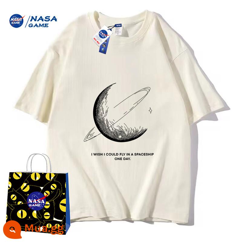 Trang web chính thức của NASA GAME sản phẩm mới đồng thương hiệu 2024 Áo phông ngắn tay cotton nguyên chất dành cho nam và nữ Áo phông hàng hiệu hợp thời trang Áo thun đôi - Áo thun hoa mai hành tinh NASA