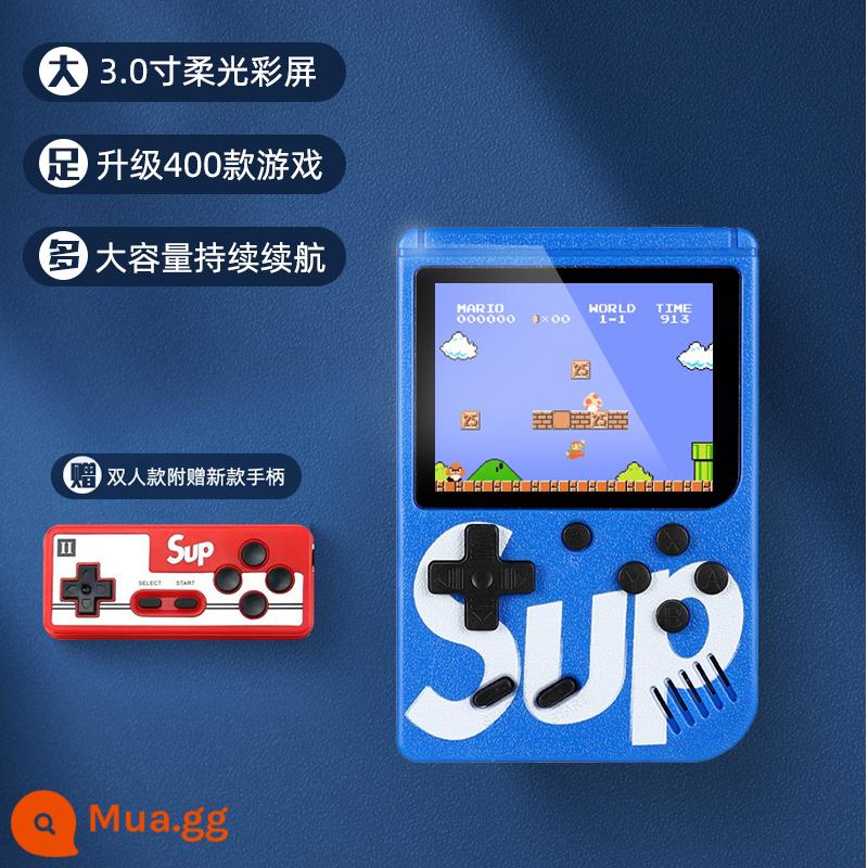 Quà tặng Retro nỗi nhớ tuổi thơ mới Tetris đôi sạc điện thoại di động cho trẻ em chơi game cầm tay cầm tay arcade - [400 Trò Chơi] Mẫu Đôi Màu Xanh Dương + Cáp AV + Cáp Sạc