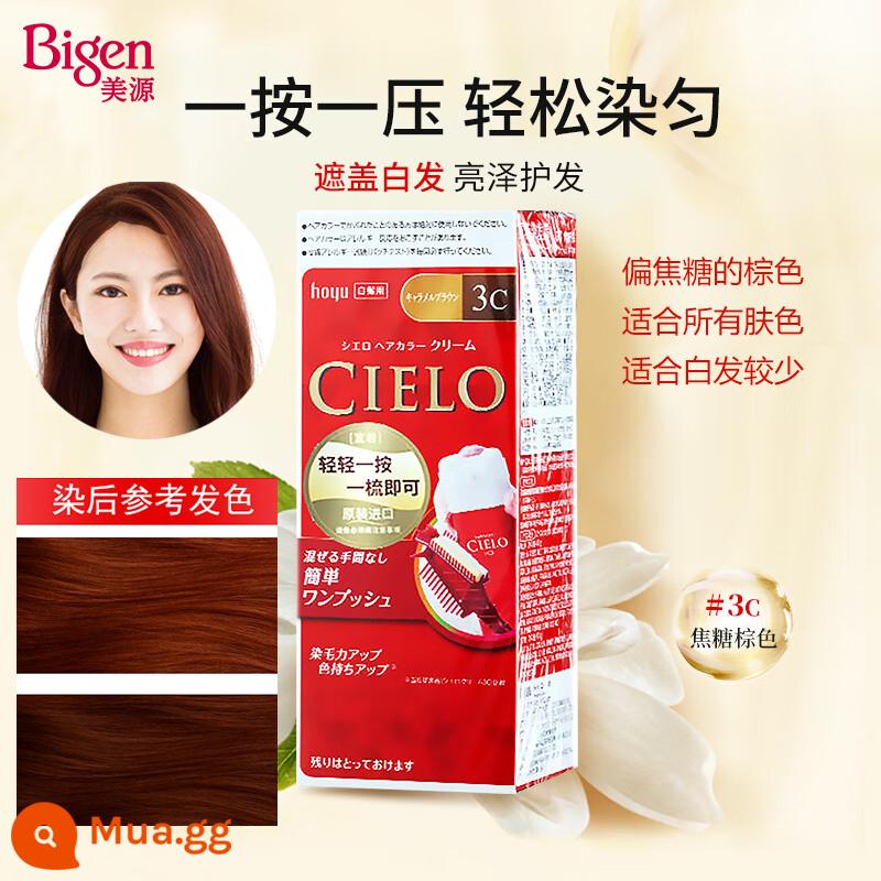 Nhật Bản Hoyu Meiyuan CIELO Xuanruo Thuốc Nhuộm Tóc Vật Có Sức Khỏe Bao Tóc Trắng Nguyên Chất Xốp Kem Xốp Nữ Nhập Khẩu - Bao bì mới màu nâu caramel 3C