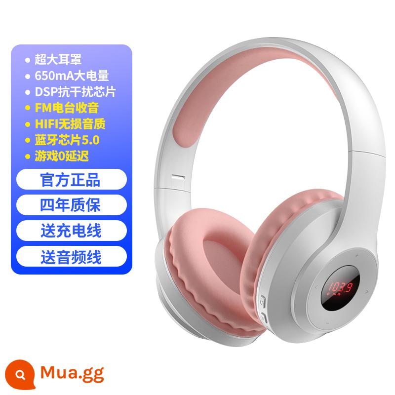 Tai nghe Bluetooth gắn trên đầu trò chơi điện cạnh tranh điện thoại di động máy tính tai nghe đa năng thể thao người cao tuổi đài phát thanh âm nhạc - Hồng [Bluetooth 5.0+thời lượng pin cực dài+chất lượng cao]