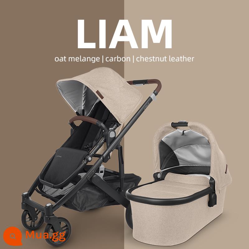 UPPAbaby Cruz V2 cao cấp ngồi gấp xe đẩy trẻ sơ sinh giảm xóc 2 chiều xe đẩy em bé - Bột yến mạch màu xám [Bộ giỏ cho bé]