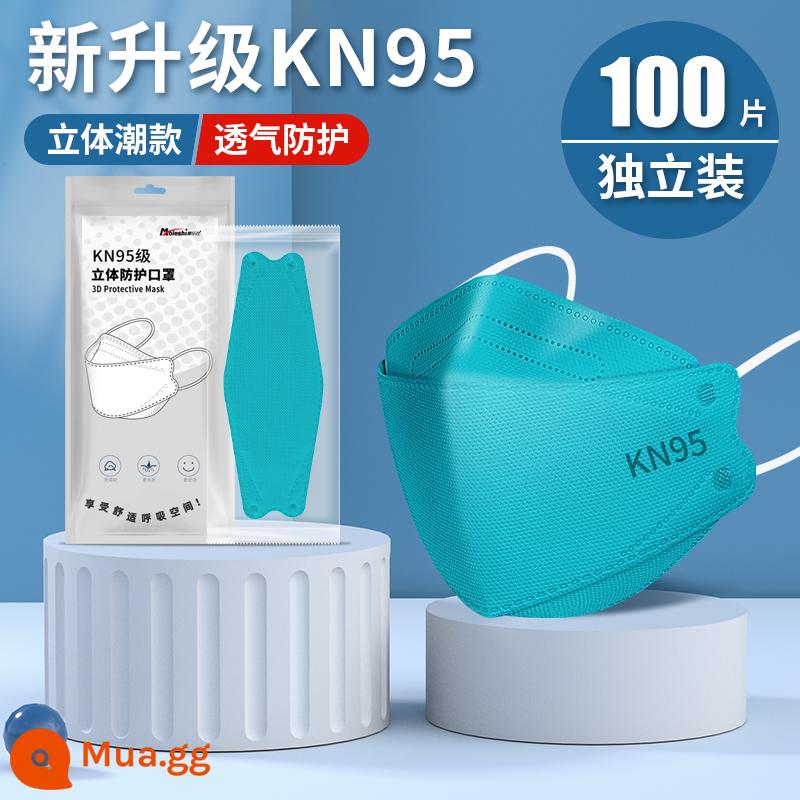 khẩu trang n95 3d ba chiều 2021 phiên bản thời trang mới kn95 mùa hè mỏng hình lá liễu dùng một lần nam nữ sành điệu - Cấp KN95 [xanh 100] - gói độc lập