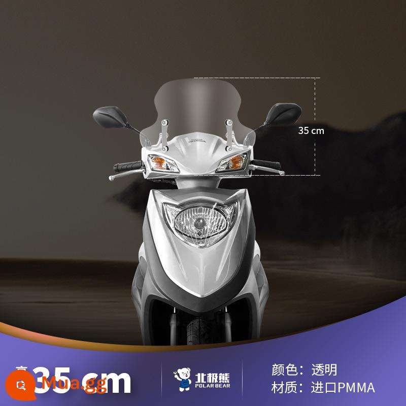 Thích hợp cho lục địa mới Honda NS125D bàn đạp kính chắn gió đầu máy phụ kiện sửa đổi kính chắn gió nâng nhập khẩu - Kính chắn gió trong suốt 35cm + khung inox 304