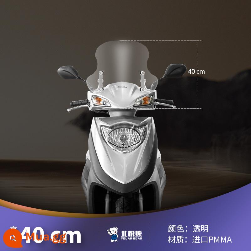 Thích hợp cho lục địa mới Honda NS125D bàn đạp kính chắn gió đầu máy phụ kiện sửa đổi kính chắn gió nâng nhập khẩu - Kính chắn gió trong suốt 40cm + khung inox 304