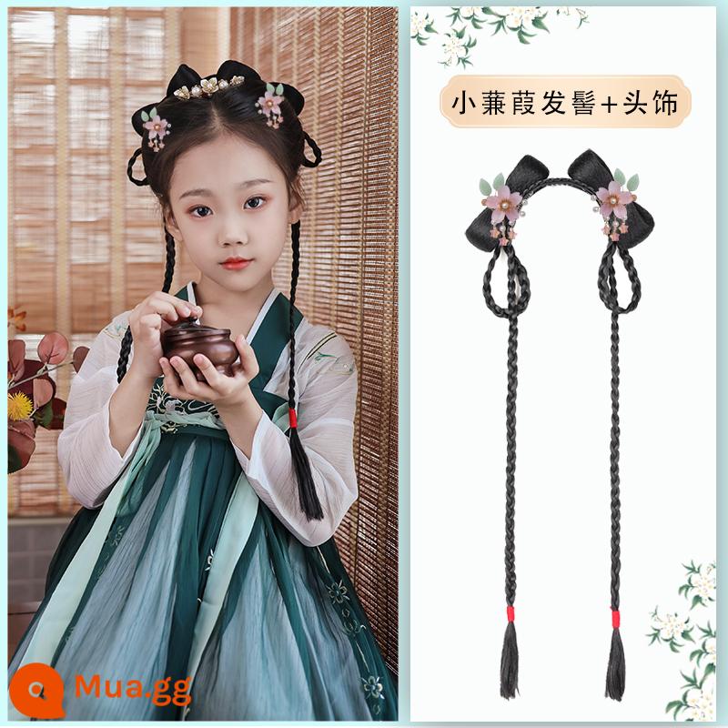 Trẻ em Hanfu tóc giả gói tấm tóc cổ trang phục một mảnh headband cổ gió tóc giả bé gái tạo kiểu phụ kiện tóc búi tóc trùm đầu - Xiao Jianjia + Ngôi sao mùa hè màu hồng