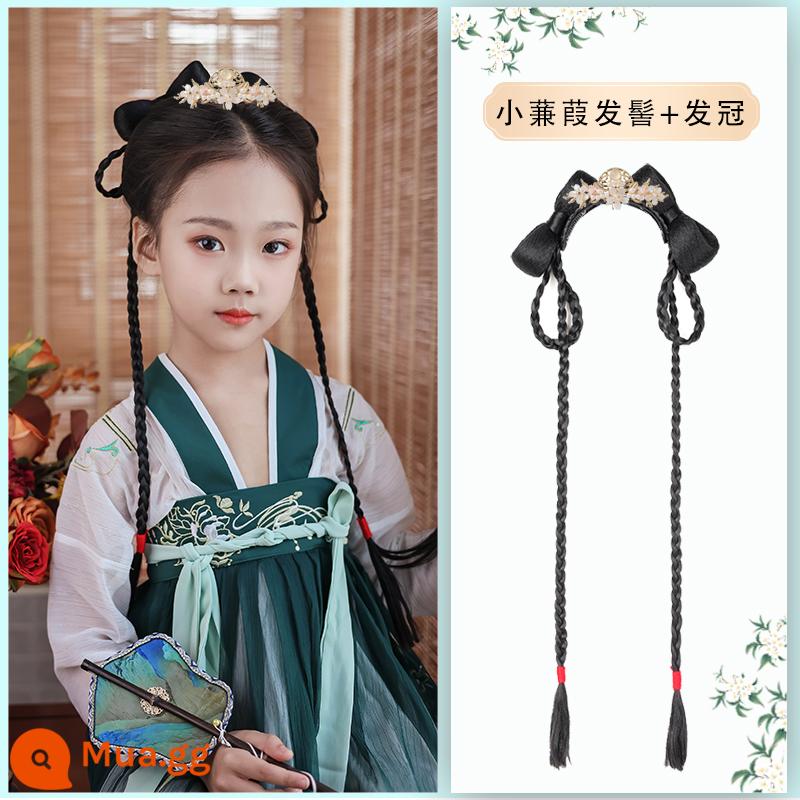 Trẻ em Hanfu tóc giả gói tấm tóc cổ trang phục một mảnh headband cổ gió tóc giả bé gái tạo kiểu phụ kiện tóc búi tóc trùm đầu - Xiao Jian Jia + mũ đội đầu