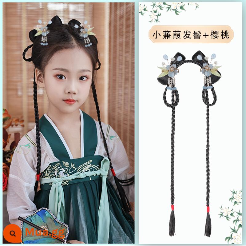 Trẻ em Hanfu tóc giả gói tấm tóc cổ trang phục một mảnh headband cổ gió tóc giả bé gái tạo kiểu phụ kiện tóc búi tóc trùm đầu - Tiểu Kiếm Gia + kẹp tóc Tiểu Lan