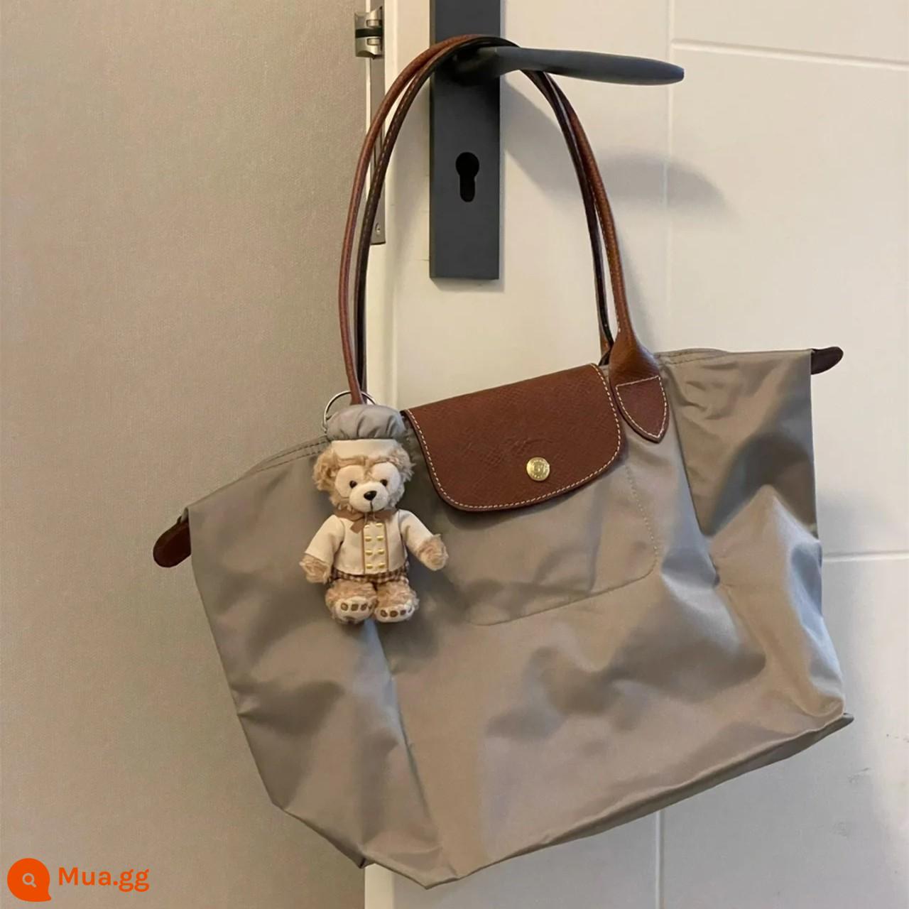 Túi đựng bánh bao nylon cho nữ 2023 túi tote đa năng mới có sức chứa lớn túi mẹ túi mua sắm siêu nhẹ túi xách - Chim bồ câu màu xám cỡ lớn [với da bò thật] [logo gốc]