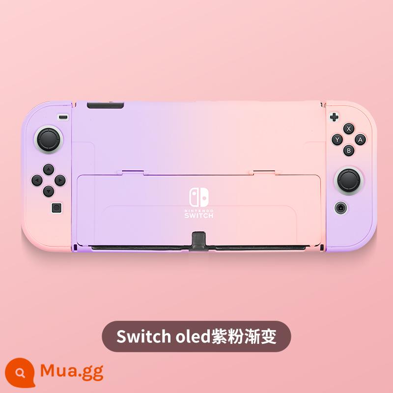 Vỏ bảo vệ Nintendo Switch, tay cầm Switchol, vỏ túi lưu trữ OLED, bộ phụ kiện đầy đủ, đế cắm ns, vỏ cứng, vỏ trong suốt, tách rời, vỏ mềm, hộp trò chơi di động bằng silicon - Vỏ thân thiện với da "Tím Hồng" được chuyển đổi √ Phim + nắp miễn phí