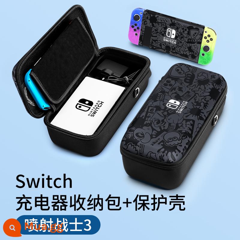 Bijibit switcholed túi lưu trữ Hộp đựng bộ sạc Nintendo switch di động dung lượng lớn hộp máy chơi game switchlite tay cầm oled cứng vỏ cứng phụ kiện bảng điều khiển ns - [Túi đựng công tắc Splatoon 3] + hộp bảo vệ ☆ có thể đựng sạc + đế