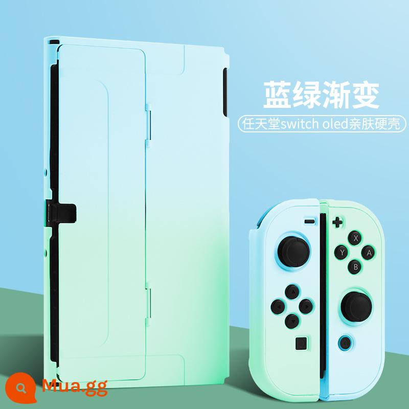 BJBite Nintendo switch vỏ bảo vệ switcholed tay cầm bìa silicone vỏ mềm ns phiên bản tuổi thọ pin vỏ tách rời bảng điều khiển trò chơi oled phiên bản Nhật Bản tích hợp phụ kiện vỏ cứng túi lưu trữ - Vỏ cứng thân thiện với da "Blue and Green gradient" của Oled √ phim + nắp miễn phí