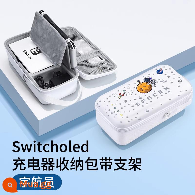 Túi lưu trữ công tắc BJBite Vỏ bảo vệ Switcholed dung lượng lớn di động đi lại ns bảng điều khiển trò chơi hộp cassette màn hình OLED trọn bộ phụ kiện vỏ tay cầm Lite hộp vỏ cứng - Đế tích hợp Oled [Phi hành gia √ Có thể lắp đặt với bộ sạc + đế]