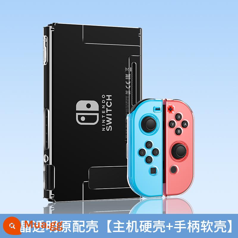 Nintendo switcholed vỏ bảo vệ chuyển đổi tay cầm bìa silicone vỏ mềm oled silicone trong suốt bìa ns bảng điều khiển trò chơi máy chủ riêng vỏ cứng đế cắm pha lê tích hợp phụ kiện mềm - Hộp bảo vệ trong suốt pha lê chuyển đổi [hộp cứng máy chủ + hộp mềm tay cầm] màng + nắp miễn phí